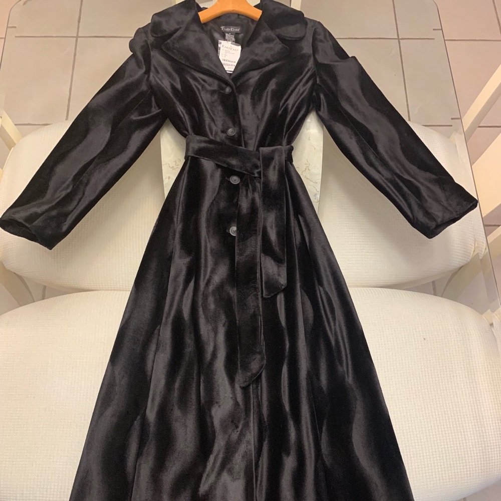 Bebe Maxi Coat Dress with Skirt Faux Fur